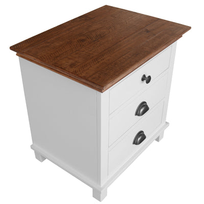 Virginia Bedside Nightstand 3 Drawers Storage Cabinet Shelf Side Table - White Payday Deals