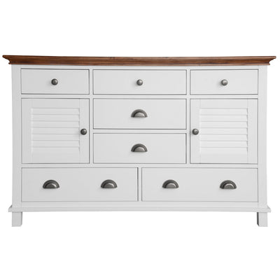 Virginia Dresser 7 Chest of Drawers Solid Wood Tallboy Cabinet - White Payday Deals