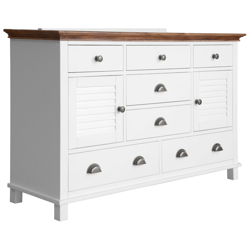 Virginia Dresser 7 Chest of Drawers Solid Wood Tallboy Cabinet - White Payday Deals