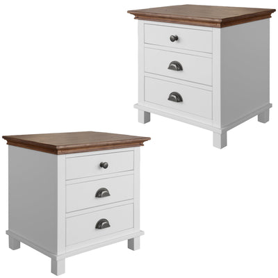 Virginia Set of 2 Bedside Nightstand 3 Drawers Storage Cabinet Side Table -White Payday Deals