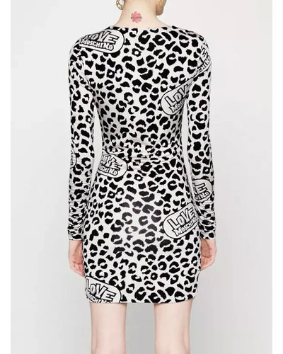 Viscose-blend Leopard Print Short Dress with Love Moschino Logo 40 IT Women Payday Deals