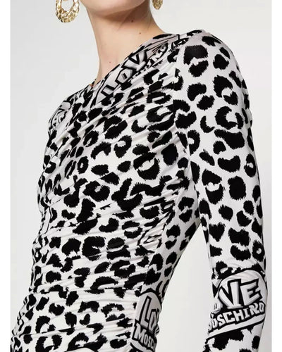 Viscose-blend Leopard Print Short Dress with Love Moschino Logo 40 IT Women Payday Deals