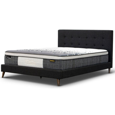 Volga Queen Bed Platform Frame Fabric Upholstered Mattress Base - Charcoal Payday Deals