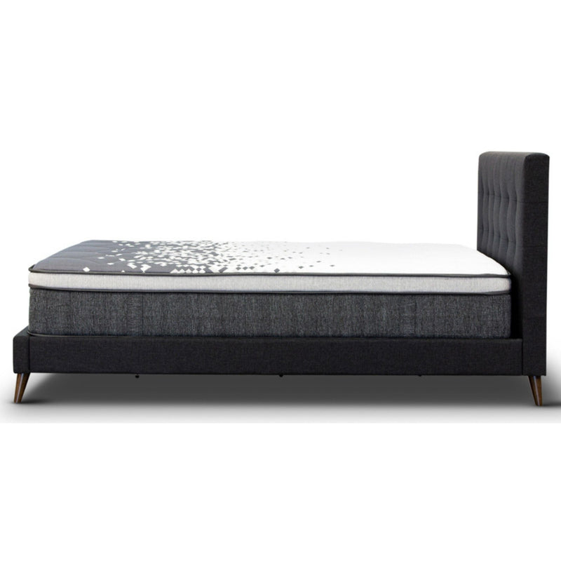 Volga Queen Bed Platform Frame Fabric Upholstered Mattress Base - Charcoal Payday Deals