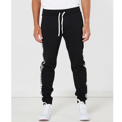 VOLLEY Men's Tapered Track Pants Trackies Slim Skinny Fit Tennis - Black Payday Deals