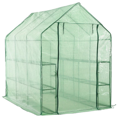 Walk-in Greenhouse with 12 Shelves Steel 143x214x196 cm Payday Deals