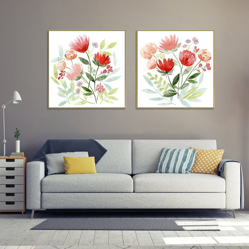 Wall Art 100cmx100cm Florals 2 Sets Gold Frame Canvas Payday Deals