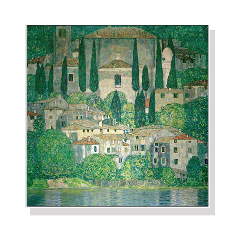 Wall Art 100cmx100cm Kirche In Cassone by Gustav Klimt White Frame Canvas Payday Deals