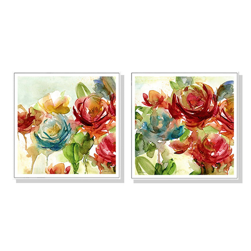 Wall Art 100cmx100cm Rosewater Garden By Carol Robinson 2 Sets White Frame Canvas Payday Deals