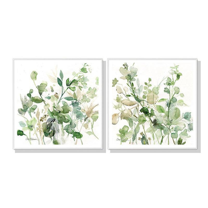 Wall Art 100cmx100cm  Sage Garden By Carol Robinson 2 Sets White Frame Canvas Payday Deals