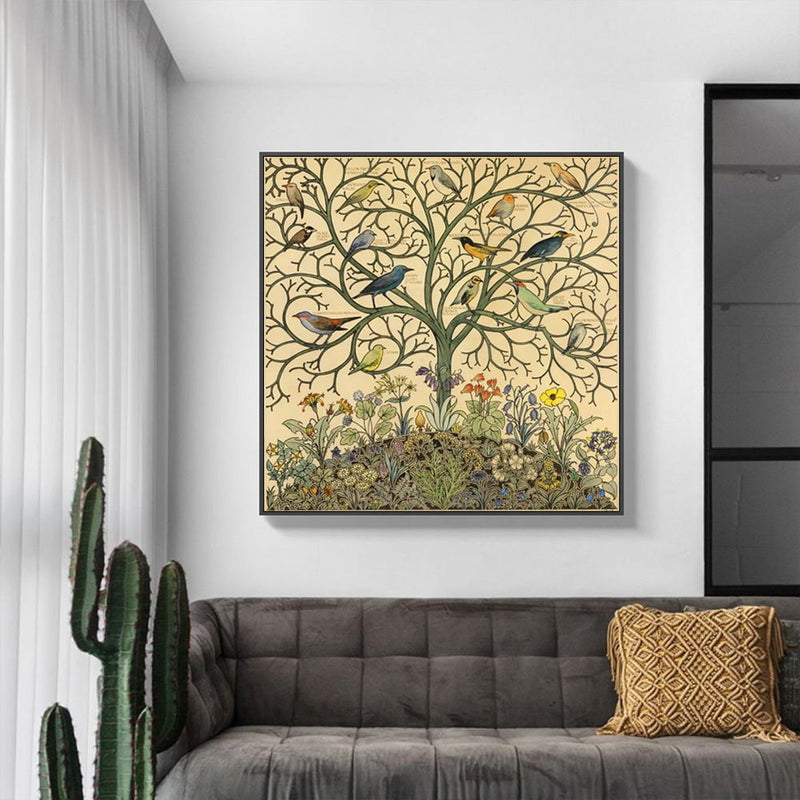 Wall Art 100cmx100cm Tree Of Life Black Frame Canvas Payday Deals