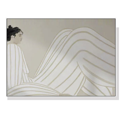 Wall Art 100cmx150cm Abstract Lady White Frame Canvas Payday Deals