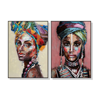 Wall Art 100cmx150cm African women 2 Sets Black Frame Canvas Payday Deals