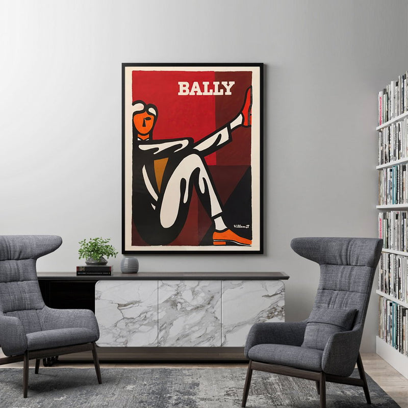 Wall Art 100cmx150cm Bally Man by Villemot Black Frame Canvas Payday Deals