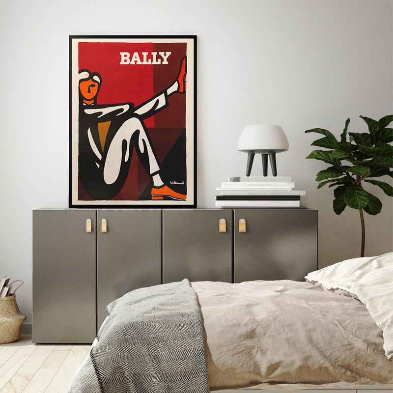 Wall Art 100cmx150cm Bally Man by Villemot Black Frame Canvas Payday Deals