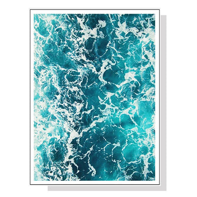 Wall Art 100cmx150cm Blue Ocean White Frame Canvas Payday Deals