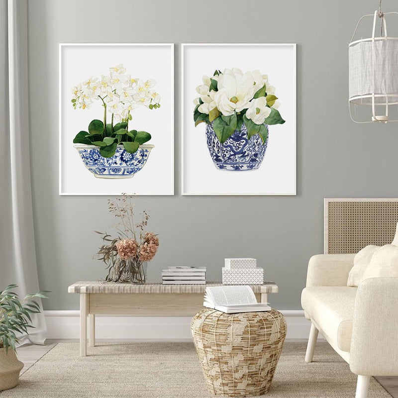 Wall Art 100cmx150cm Elegant Flower 2 Sets White Frame Canvas Payday Deals