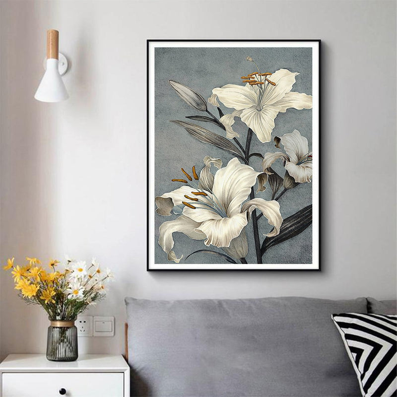 Wall Art 100cmx150cm Floral Lily II Black Frame Canvas Payday Deals