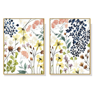 Wall Art 100cmx150cm Flower Composition 2 Sets Gold Frame Canvas Payday Deals