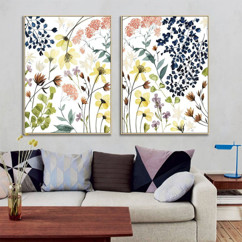 Wall Art 100cmx150cm Flower Composition 2 Sets Gold Frame Canvas Payday Deals