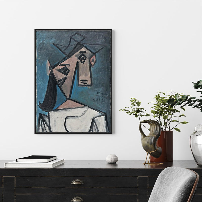 Wall Art 100cmx150cm Head Of A Woman By Pablo Picasso Black Frame Canvas Payday Deals