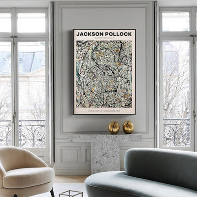 Wall Art 100cmx150cm Jackson Pollock Exhibition III Black Frame Canvas Payday Deals