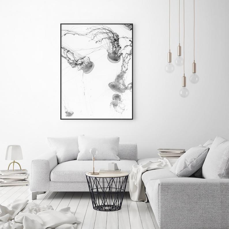 Wall Art 100cmx150cm Jellyfish Black Frame Canvas Payday Deals