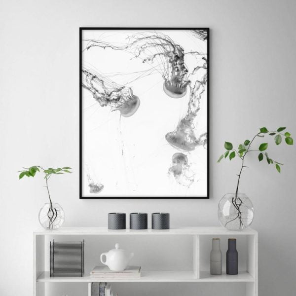 Wall Art 100cmx150cm Jellyfish Black Frame Canvas Payday Deals