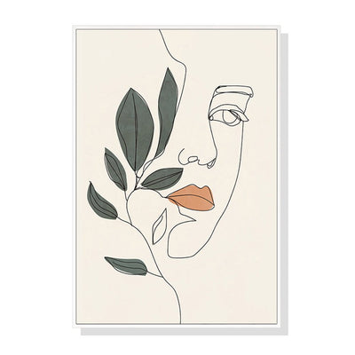 Wall Art 100cmx150cm Line Art Girl Face White Frame Canvas Payday Deals