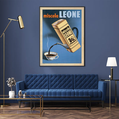 Wall Art 100cmx150cm Miscela Leone, 1950 Black Frame Canvas Payday Deals