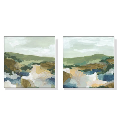 Wall Art 40cmx40cm Abstract Landscape 2 Sets White Frame Canvas Payday Deals