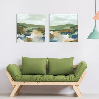 Wall Art 40cmx40cm Abstract Landscape 2 Sets White Frame Canvas Payday Deals