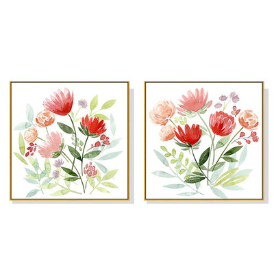 Wall Art 40cmx40cm Florals 2 Sets Gold Frame Canvas Payday Deals