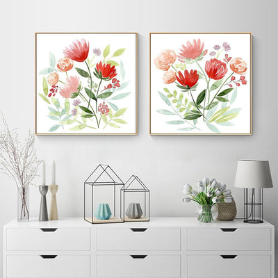 Wall Art 40cmx40cm Florals 2 Sets Gold Frame Canvas Payday Deals