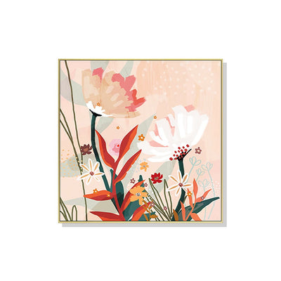 Wall Art 40cmx40cm Native Floral Gold Frame Canvas Payday Deals