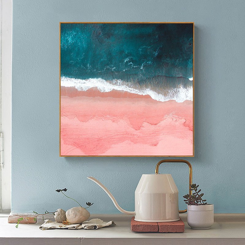 Wall Art 40cmx40cm Pink Sea Wood Frame Canvas Payday Deals