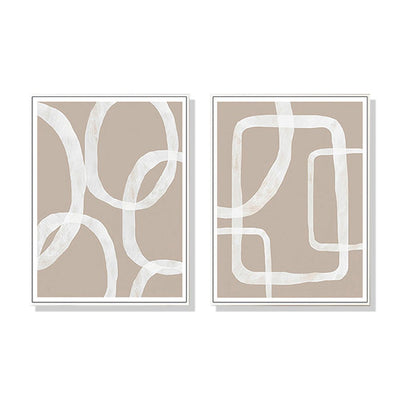 Wall Art 40cmx60cm Abstract White Lines 2 Sets White Frame Canvas Payday Deals