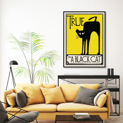 Wall Art 40cmx60cm Black Cat Black Frame Canvas Payday Deals