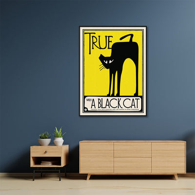 Wall Art 40cmx60cm Black Cat Black Frame Canvas Payday Deals