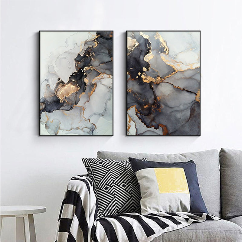 Wall Art 40cmx60cm Black Splash 2 Sets Black Frame Canvas Payday Deals