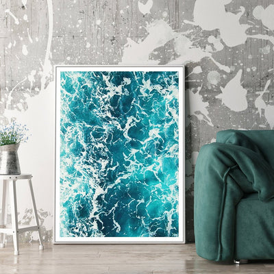 Wall Art 40cmx60cm Blue Ocean White Frame Canvas Payday Deals