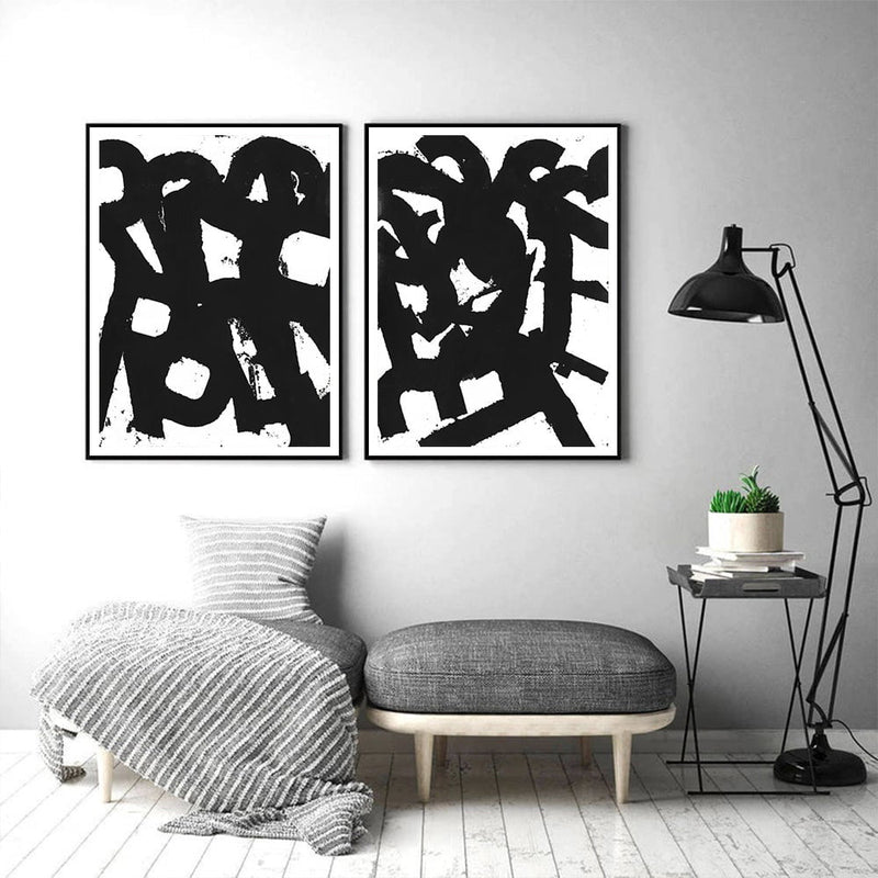 Wall Art 80cmx120cm Rock N Roll 2 Sets Black Frame Canvas Payday Deals