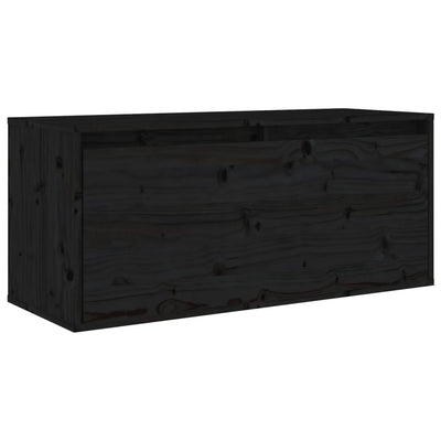 Wall Cabinet Black 80x30x35 cm Solid Wood Pine Payday Deals