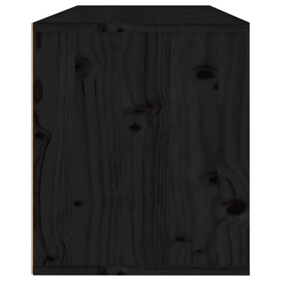 Wall Cabinet Black 80x30x35 cm Solid Wood Pine Payday Deals