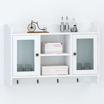 Wall Cabinet Display Shelf Book/DVD/Glass Storage White MDF Payday Deals