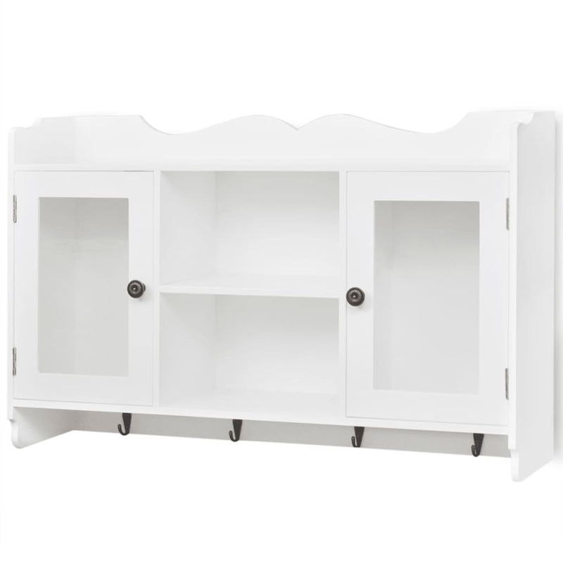 Wall Cabinet Display Shelf Book/DVD/Glass Storage White MDF Payday Deals