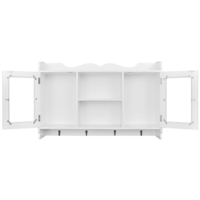 Wall Cabinet Display Shelf Book/DVD/Glass Storage White MDF Payday Deals