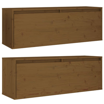 Wall Cabinets 2pcs Honey Brown 100x30x35 cm Solid Wood Pine Payday Deals