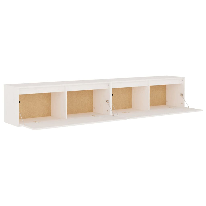 Wall Cabinets 2pcs White 100x30x35 cm Solid Wood Pine Payday Deals