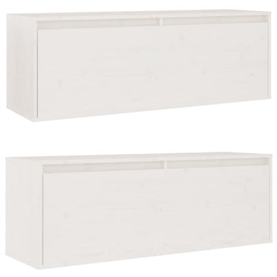 Wall Cabinets 2pcs White 100x30x35 cm Solid Wood Pine Payday Deals